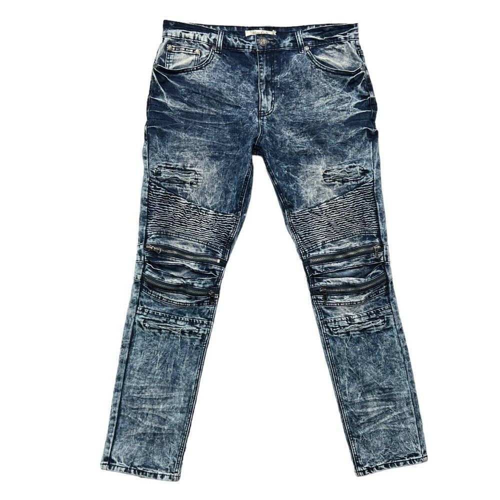 Blue Cult Jeans Men's Size 36 Distressed Zipper Pocket Slim‎ Fit Denim Jeans